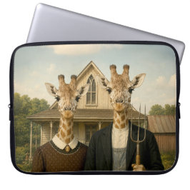 Capa Para Notebook Fazenda Giraffe American Gothic