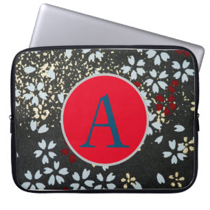 CAPA PARA NOTEBOOK FAZER JAPONÊS INICIAL ABSTRATO FLORAL DE NEOPRENE 