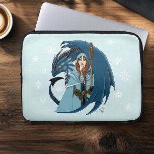 Capa Para Notebook Feiticeira do Dragão Azul Flocos de Neve