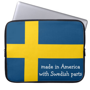 Capa Para Notebook Feito em América com partes suecos com bandeira