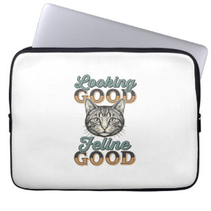 Capa Para Notebook Felino de Boa Aparência Design de Gato Vintage_1