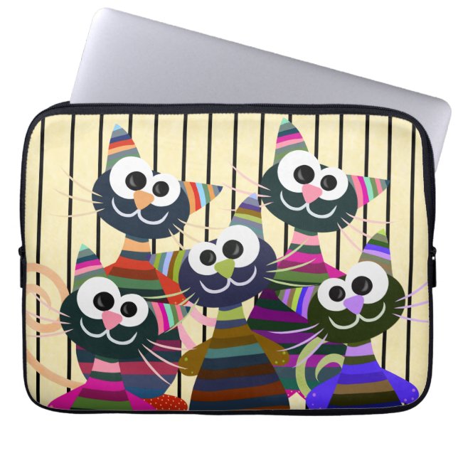 Capa Para Notebook Felinos coloridos (Frente)