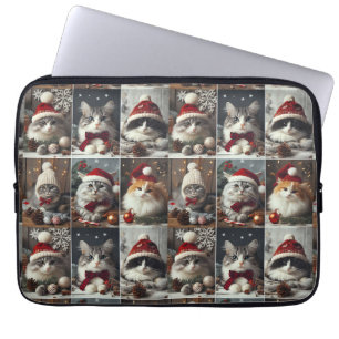 Capa Para Notebook Felinos de natal bonitos animais de inverno