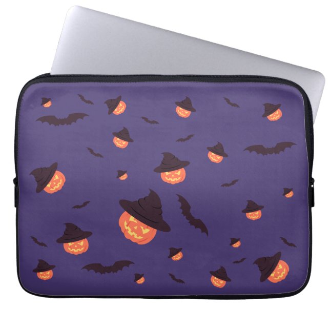 Capa Para Notebook Feliz Abóbora do Halloween e Morcegos (Frente)