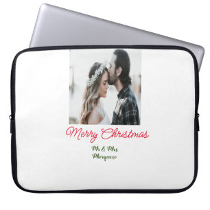 Capa Para Notebook Feliz casal de Natal - adicione nome feliz holida