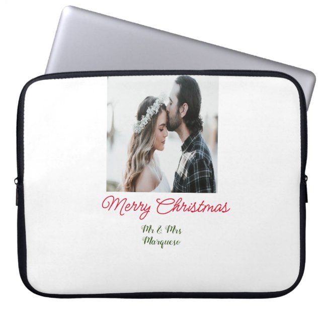 Capa Para Notebook Feliz casal de Natal - adicione nome feliz holida (Frente)