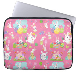 Capa Para Notebook Feliz dia de Páscoa - Padrão Coelho Engraçado e Ov