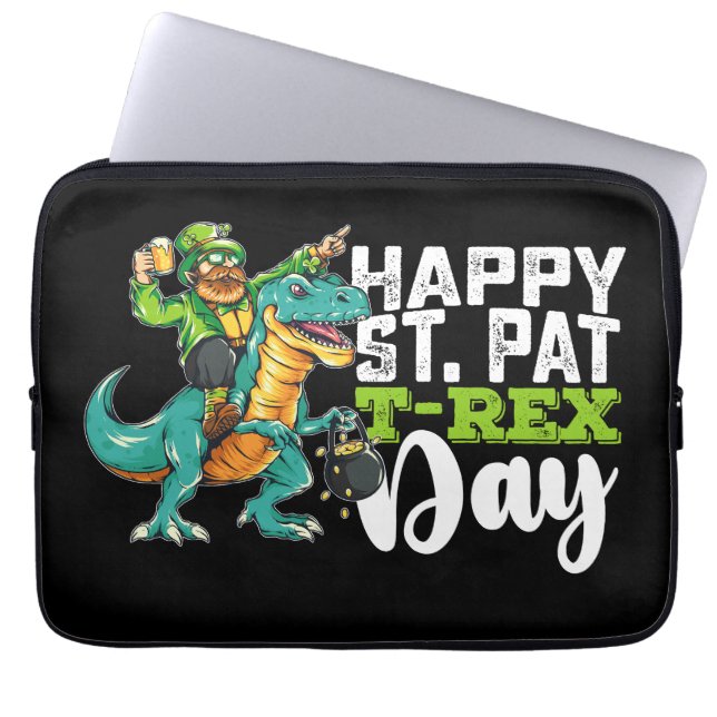 Capa Para Notebook Feliz Dia de São Patrício do Dinossauro T Rex (Frente)