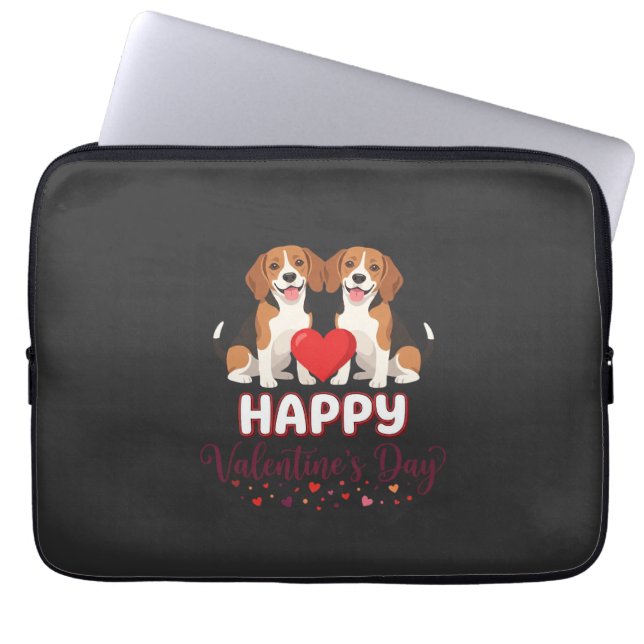 Capa Para Notebook Feliz Dia dos Namorados Casal Beagle (Frente)