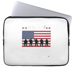 Capa Para Notebook Feliz Dia dos Veteranos Bandeira Silhueta Design d