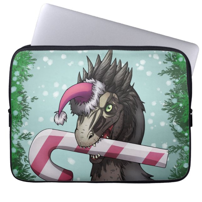 Capa Para Notebook Feliz Dinossauro de Natal (Frente)