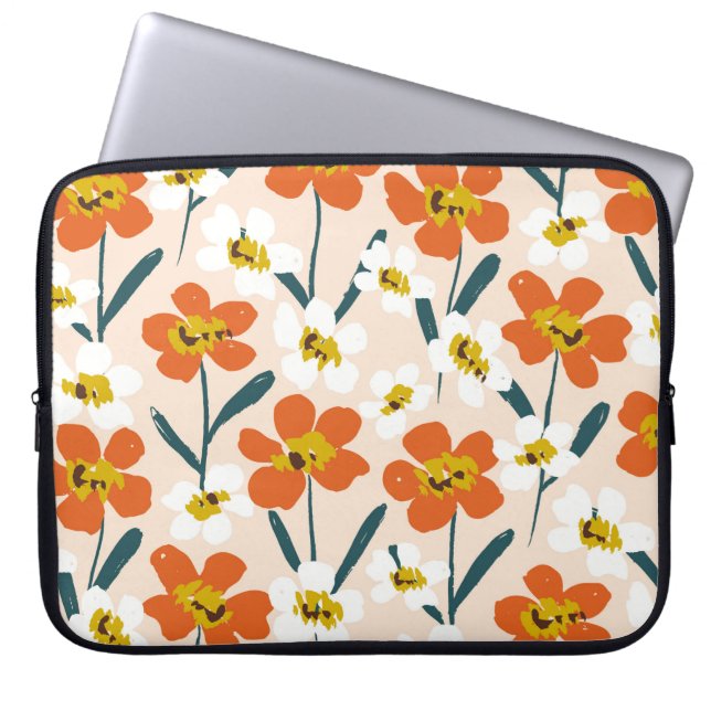 Capa Para Notebook Feliz e seco, pintado, floresce sem descontinuidad (Frente)
