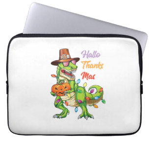 Capa Para Notebook Feliz Hallothanksmas T Rex Halloween Ação de Graça