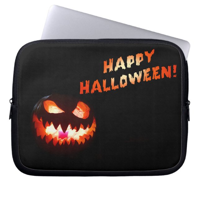 Capa Para Notebook FELIZ HALLOWEEN - Jack O-Lanterna brilhante (Frente)