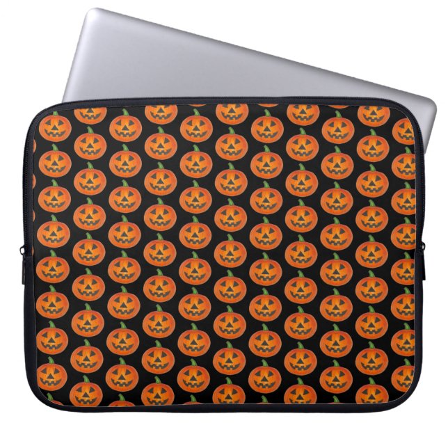 Capa Para Notebook Feliz Halloween Laranja Pumpkin Jack o'Lanterna (Frente)