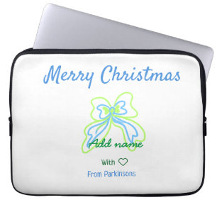 Capa Para Notebook Feliz Natal arco verde azul adicione nome de famíl