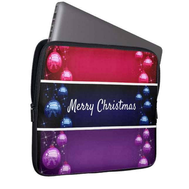 Capa Para Notebook Feliz Natal Bolas Eletrônicos Bag (Frente Esquerda)