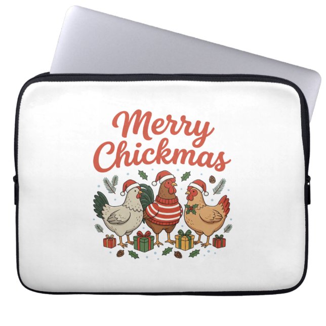 Capa Para Notebook Feliz Natal de Frango Chickmas (Frente)
