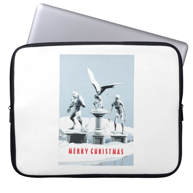 Capa Para Notebook Feliz Natal. Esculturas de gelo monstruosas (Frente)