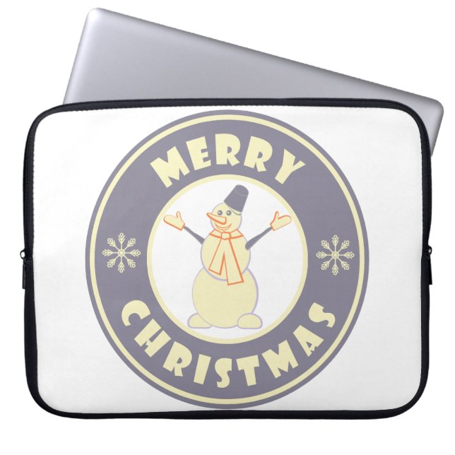 Capa Para Notebook Feliz Natal Feliz Snowman famoso estilo de café (Frente)