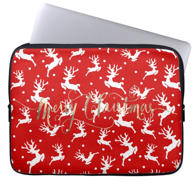 Capa Para Notebook Feliz Natal Renas Vermelhas (Frente)