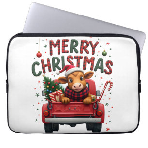 Capa Para Notebook Feliz Natal Vaca das Terras Altas Escocesas Xmas F