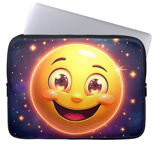 Capa Para Notebook Feliz Olhos Cósmicos Emoji (Frente)