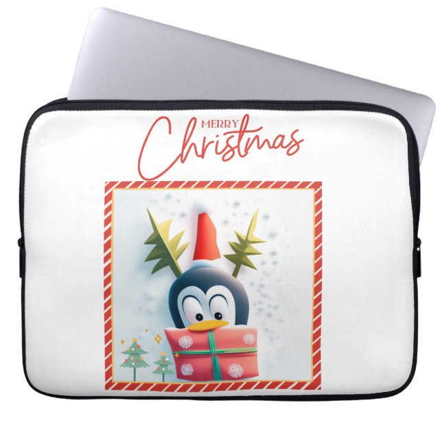Capa Para Notebook Feliz Pinguim de Natal (Frente)