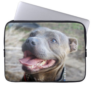 Capa Para Notebook Feliz Staffordshire Bull Terrier, Bolsa de laptop
