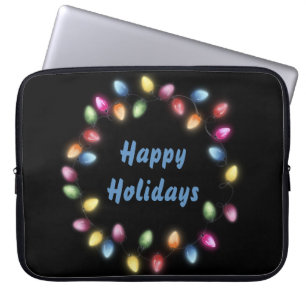 Capa Para Notebook Felizes Feriados, Luzes de Natal Coloridas e Festi