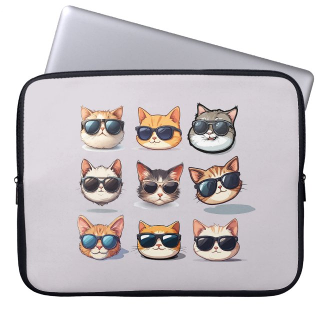 Capa Para Notebook Feltron Frenzy Cat Theme Laptop Eletrônicos Bag (Frente)