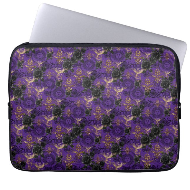 Capa Para Notebook Fênix gótica e Rosa Púrpura (Frente)