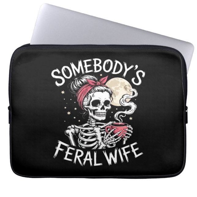 Capa Para Notebook Feral Funny Coffee Amplia Bebendo Piada Crânio (Frente)