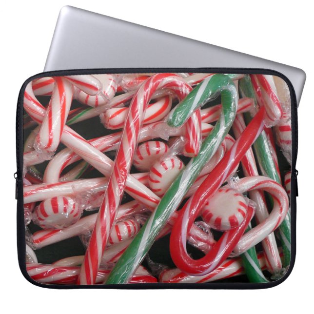 Capa Para Notebook Feriado de Natal Candy Canes and Peppermints (Frente)