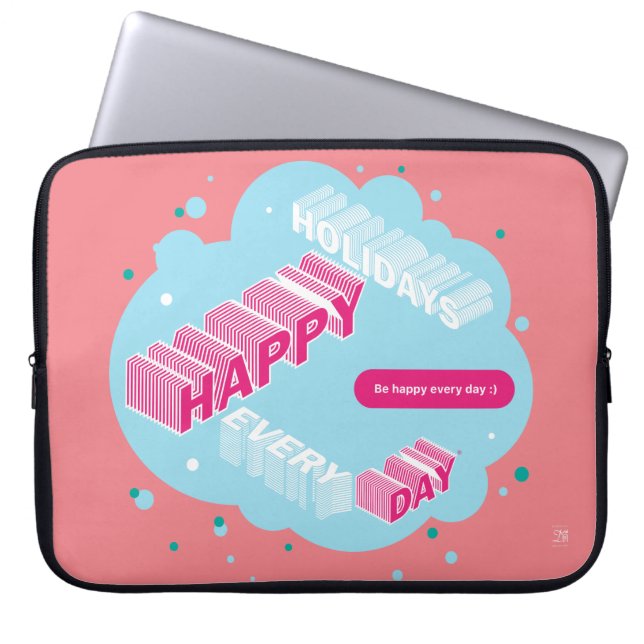 Capa Para Notebook Feriados felizes, Azul e Rosa (Frente)