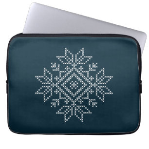 Capa Para Notebook Férias de Natal, arte azul em floco de neve
