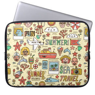 Capa Para Notebook Férias de Verão - Viagem Funny Doodle vinta