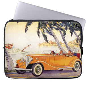 Capa Para Notebook Férias em Família ao Estilo Retrô em um Carro Conv
