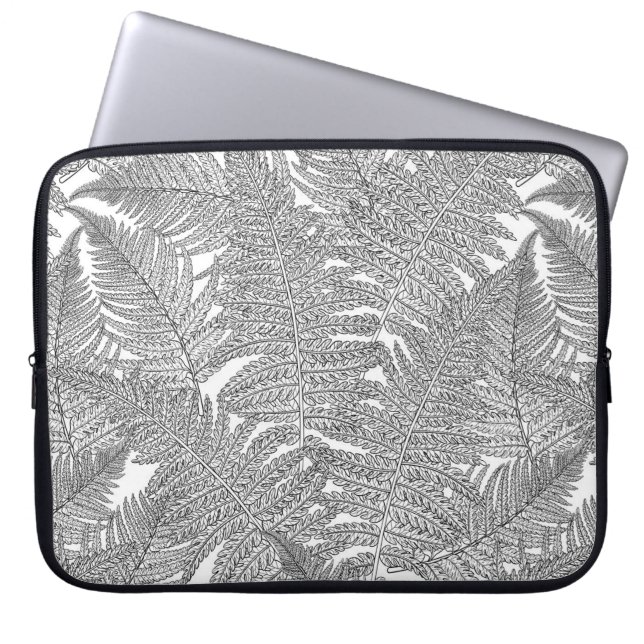 Capa Para Notebook Fern em preto e branco (Frente)