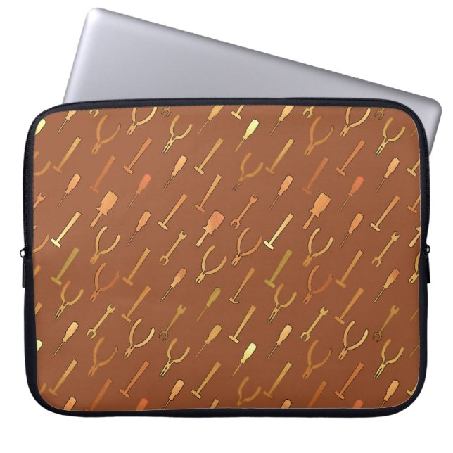 Capa Para Notebook Ferramentas, em chocolate marrom (Frente)