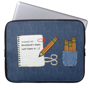 Capa Para Notebook Ferramentas Escolares na Denim Personalizadas