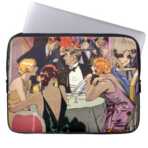 Capa Para Notebook Festa de Cocktail Art Déco Vintage em Boate Noturn