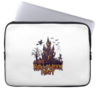 Capa Para Notebook Festa de Halloween Castelo Assombrado Abóboras Mor