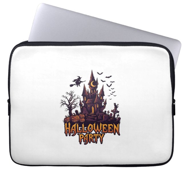 Capa Para Notebook Festa de Halloween Castelo Assombrado Abóboras Mor (Frente)