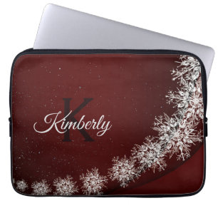 Capa Para Notebook Festa de Natal Crystal Snowflakes Red Rustic