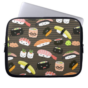 Capa Para Notebook Festa de Sushi - Rolinhos de Sushi, Sashimi, Wasab