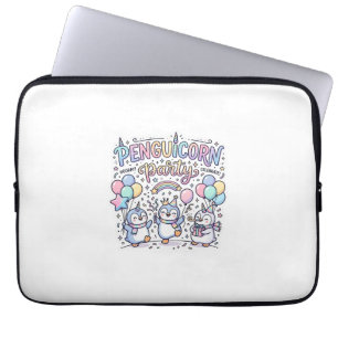 Capa Para Notebook Festa Unicórnio Penguicórnio Premium Vetor Desenho