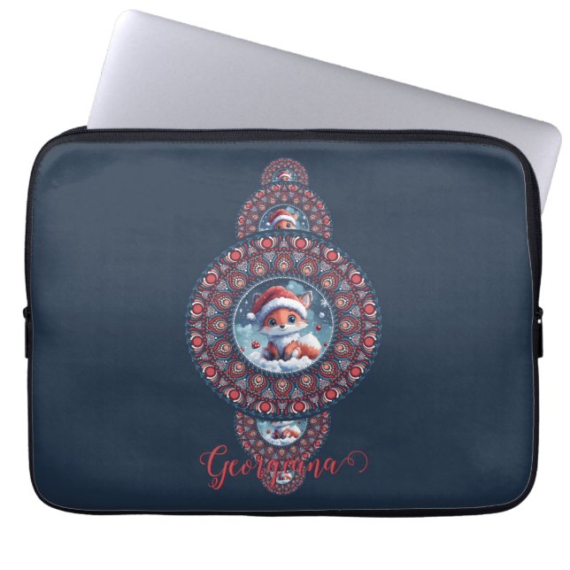 Capa Para Notebook Festivo Personalizado Kawaii Fox Mandala Ornamenta (Frente)