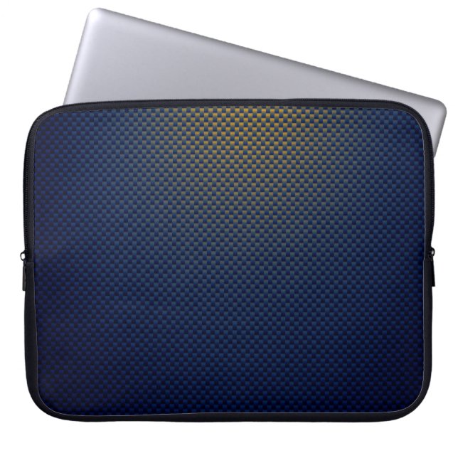 Capa Para Notebook Fibra de carbono preto azul com padrão (Frente)