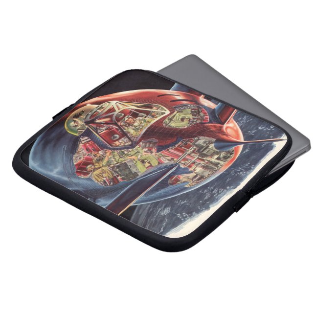 Capa Para Notebook Ficção Científica Vintage Astronauta Foguete Espaç (Frente Topo)